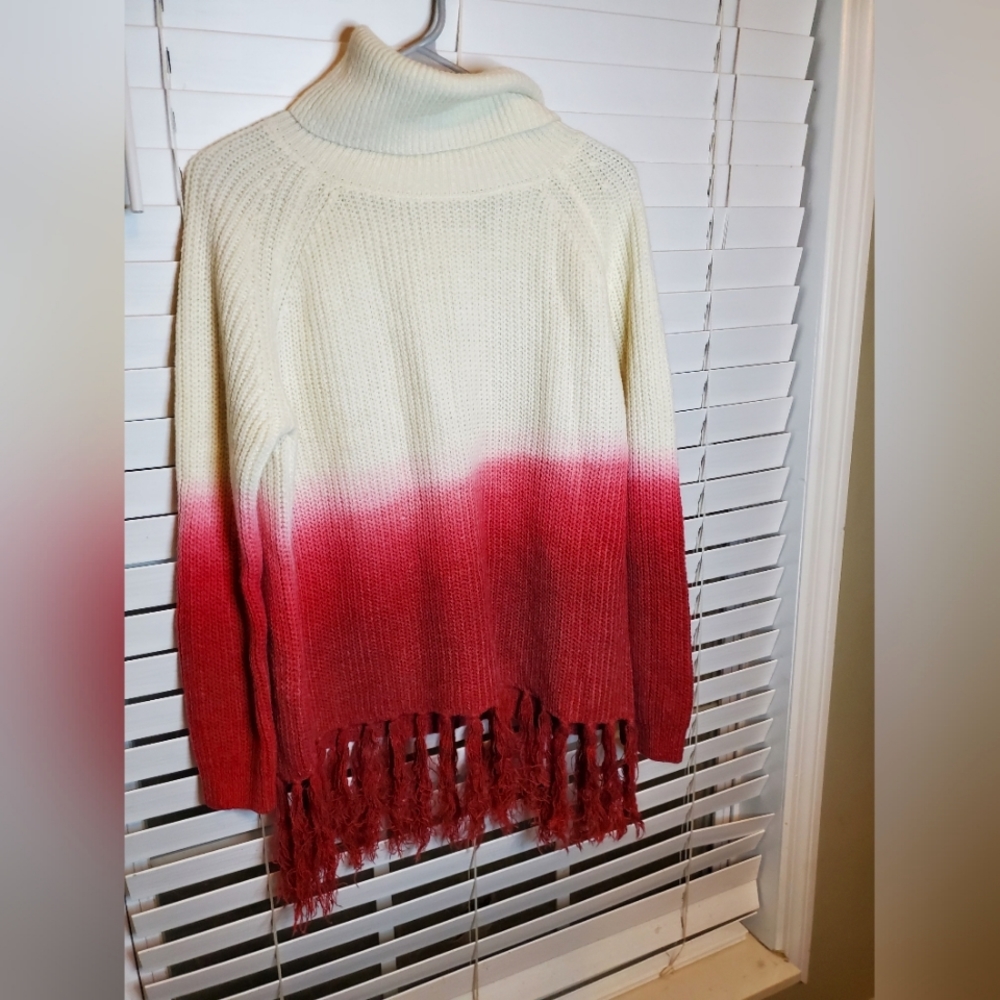 Entro brand Fringe Pink Hombre Dip Tye Dye Sweater